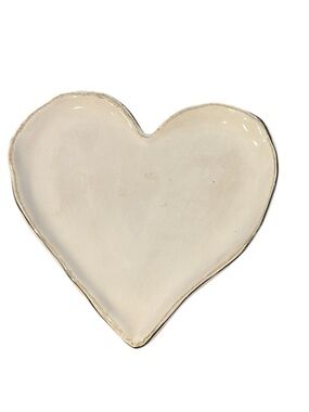 Studio B Heart Plate - White with Gold Trim Wedding Bridal Shower Love Birthday